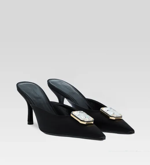 Francesca Satin Kitten Mule
